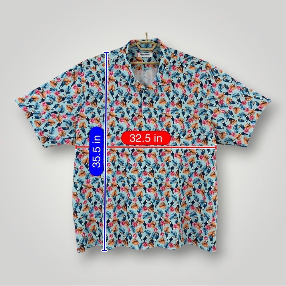 Tommy Bahama Big 3X Blue Toucan Hawaiian Camp Shirt Resort Button Up‎ - Picture 8 of 8